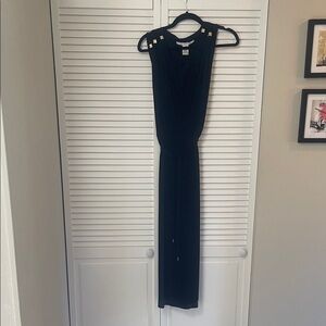 Diane Von Furstenberg Black Midi wrap Dress with Gold Accents